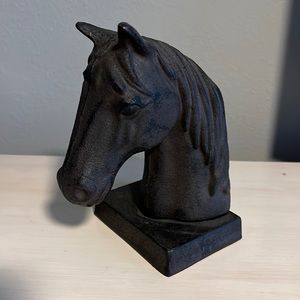 Heavy wrought iron horse bookend